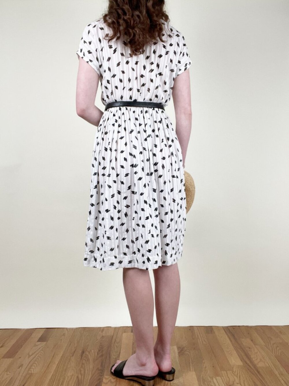 Vintage 80s Midi Sun Dress Fit & Flare 50s MCM Inspired Sundress Summer Casual - Picture 4 of 5